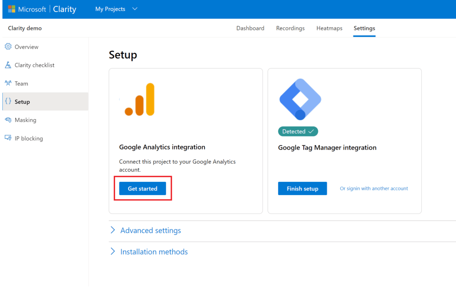 clarity and analytics integration