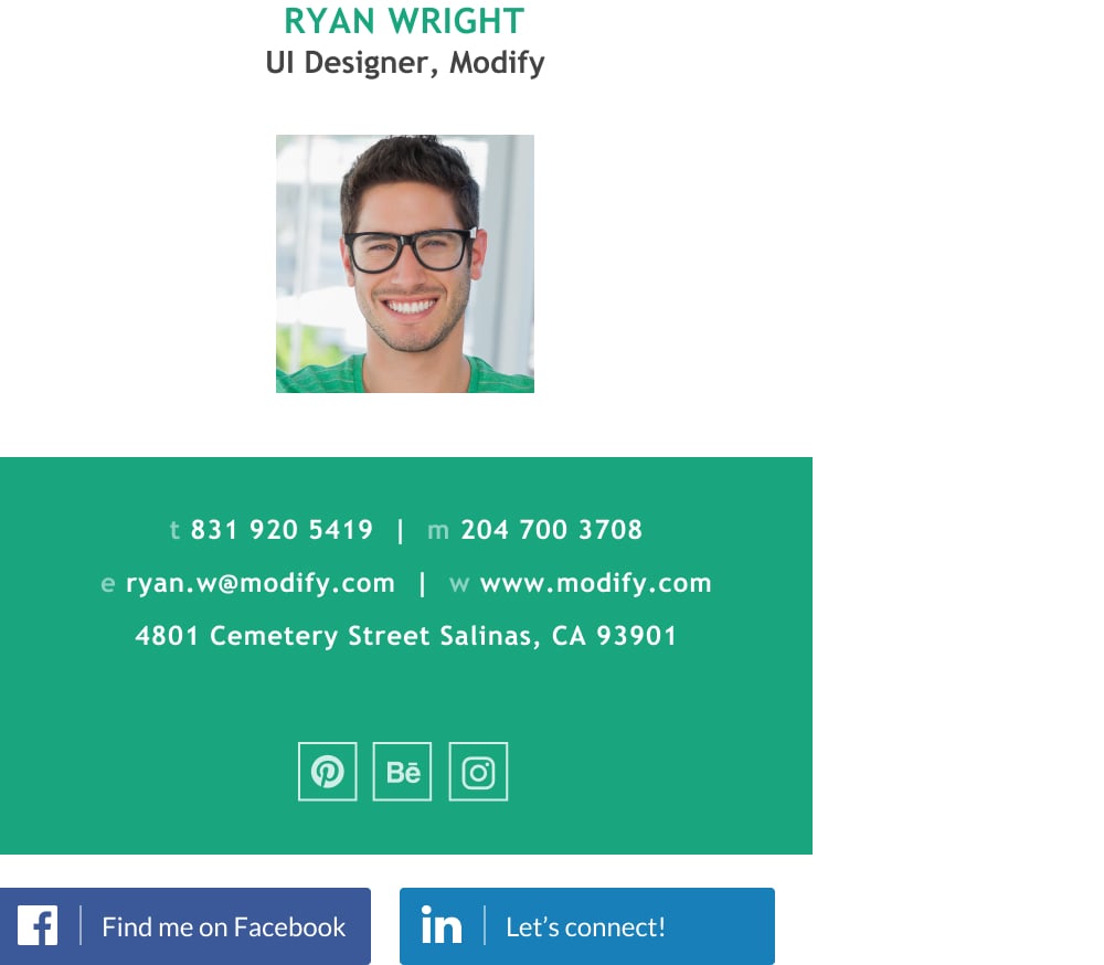 Cool UI designer email signature template
