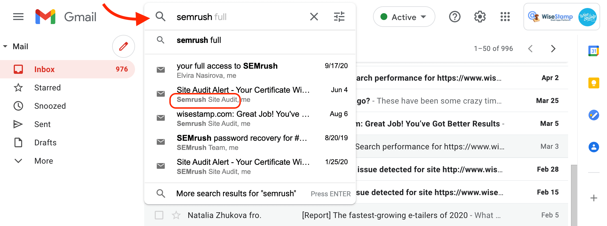 sort gmail by name