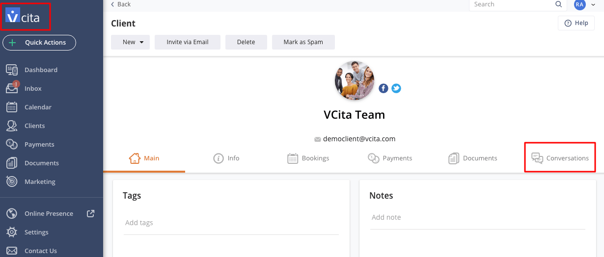 vcita crm tool for customer service